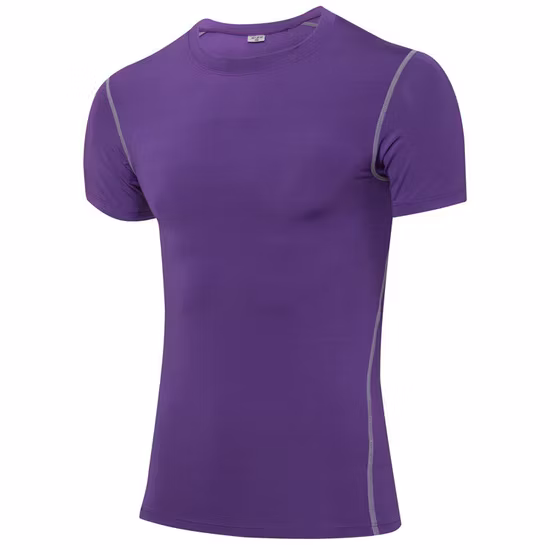 Camiseta masculina personalizada para academia, treino, musculação, poliéster, spandex, secagem rápida, compressão elástica, manga curta, camada base